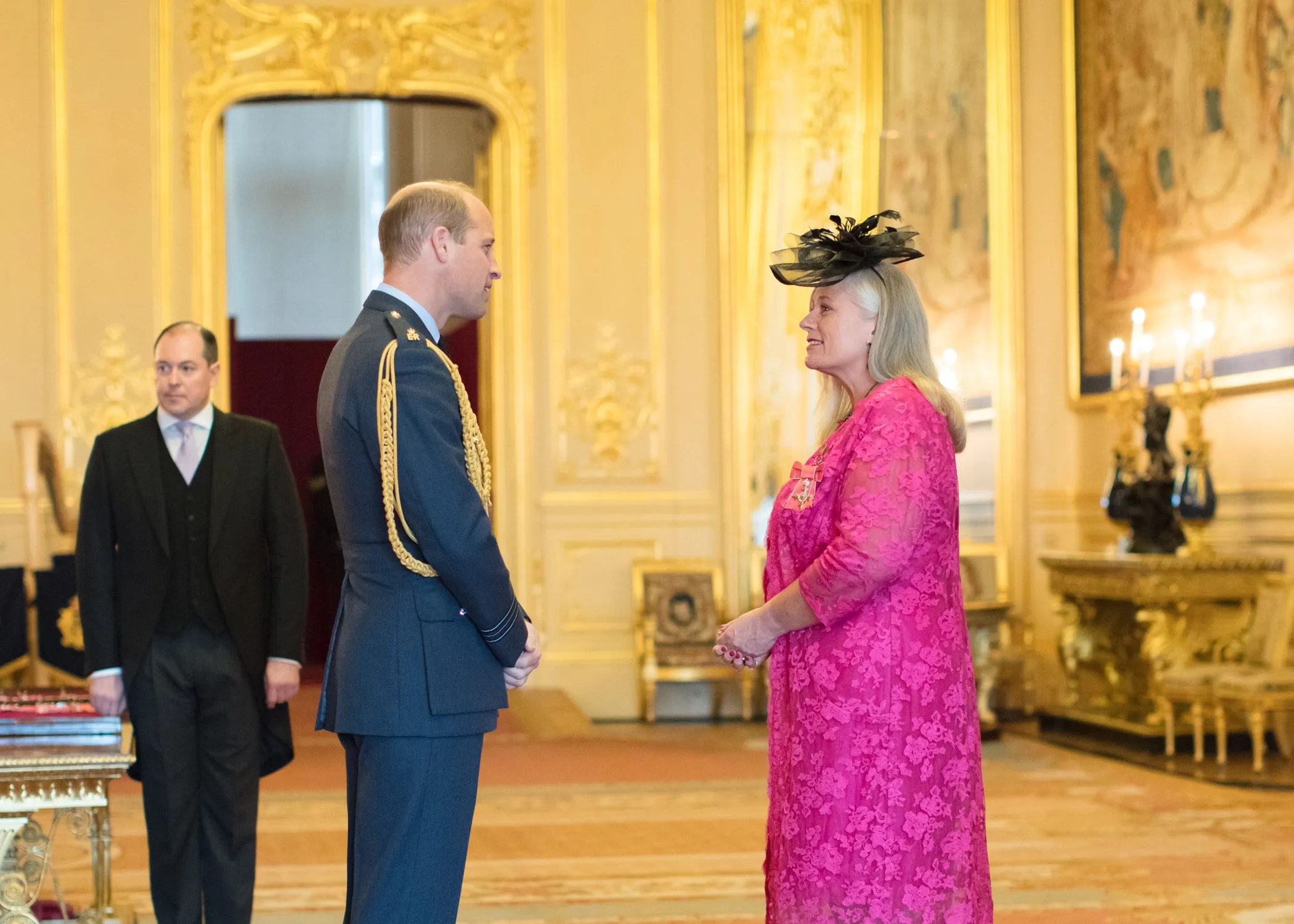 Alison receiving her MBE from Prince William at Windsor Castle.